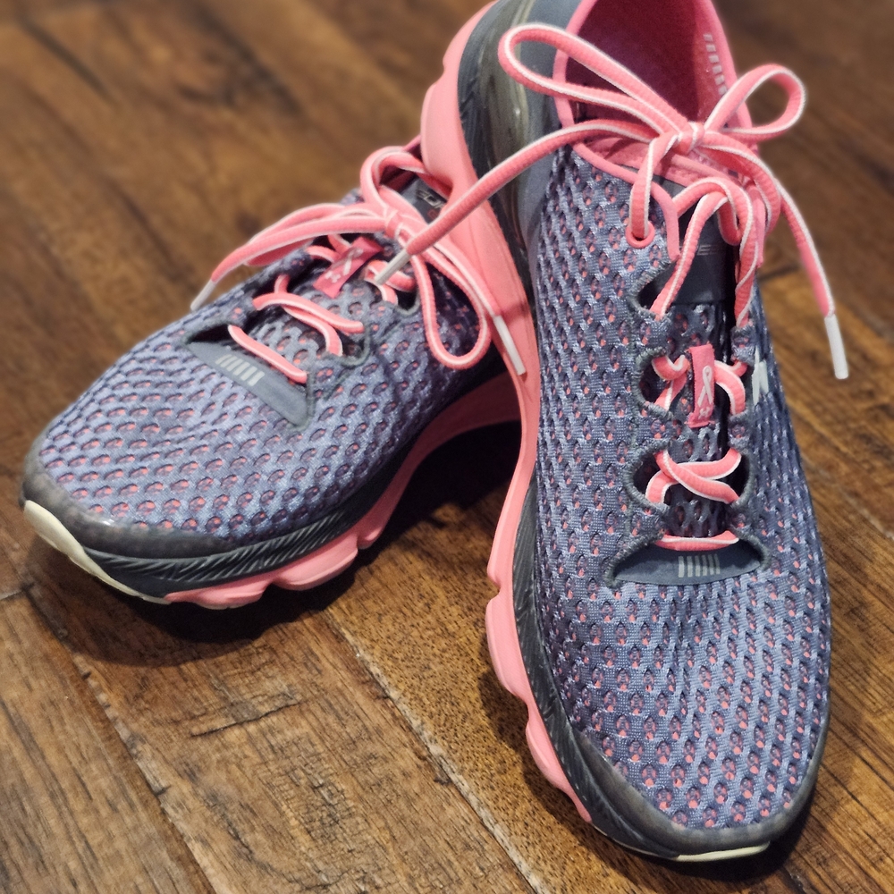 Under Armour Breast Cancer Edition Pink and Gray, Size 10